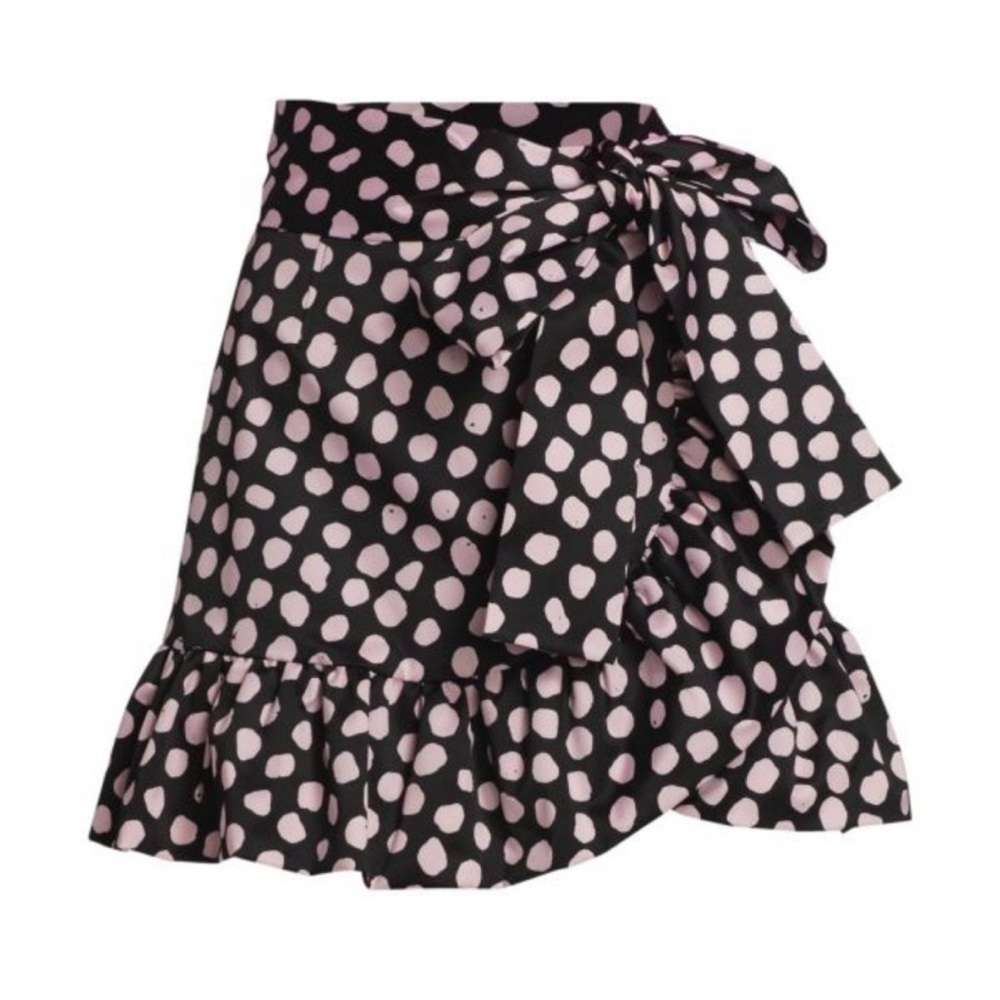 Tanya Taylor Daphne Polka Dot Flounce Ruffle Mini Skirt in Black & Pink - NWT - Picture 3 of 12